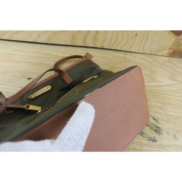 Michael Kors Handbag Kempton Green Brown Tote Shoulder Bag - Picture 9 of 9